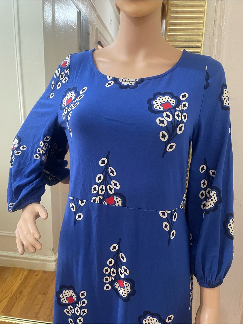 Boden Blue Floral Long-Sleeve Dress - Picture 8 of 14